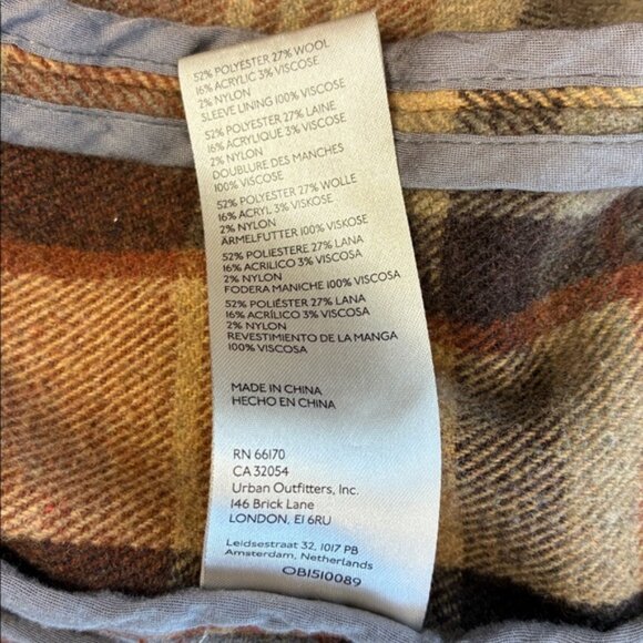 Free People Mari Wool Blazer Plaid Brown Double Breasted Oversized Jacket XS - Picture 10 of 12